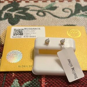 Moissanite Heart Earrings in Sterling Silver.  These are too small for me